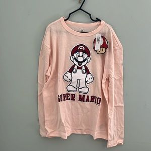 Gap long sleeve t-shirt - peach with Super Mario size 8